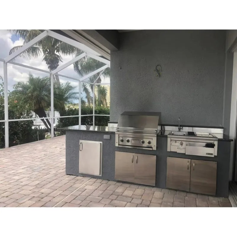 Custom Outdoor Backyard Kitchen 304 Stainless Steel Outdoor Island Kitchen with Sink and Gas Bbq Grill