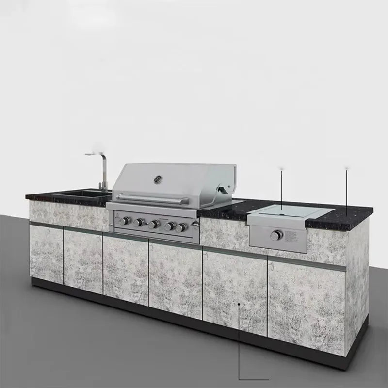 Custom Outdoor Backyard Kitchen 304 Stainless Steel Outdoor Island Kitchen with Sink and Gas Bbq Grill