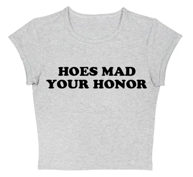 Aesthetic Vintage Y2k Style Clothes High Street Print Baby Tees Slim Crop Tops Streetwear Goth Short Sleeve Emo Girls Tops emo