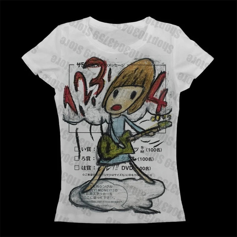 Baby Tees Y2k Tops Women's T-shirts 90s Vintage Clothes Crop Top Women Spring 2025 Woman Harajuku Kawaii Aesthetic Clothing Goth