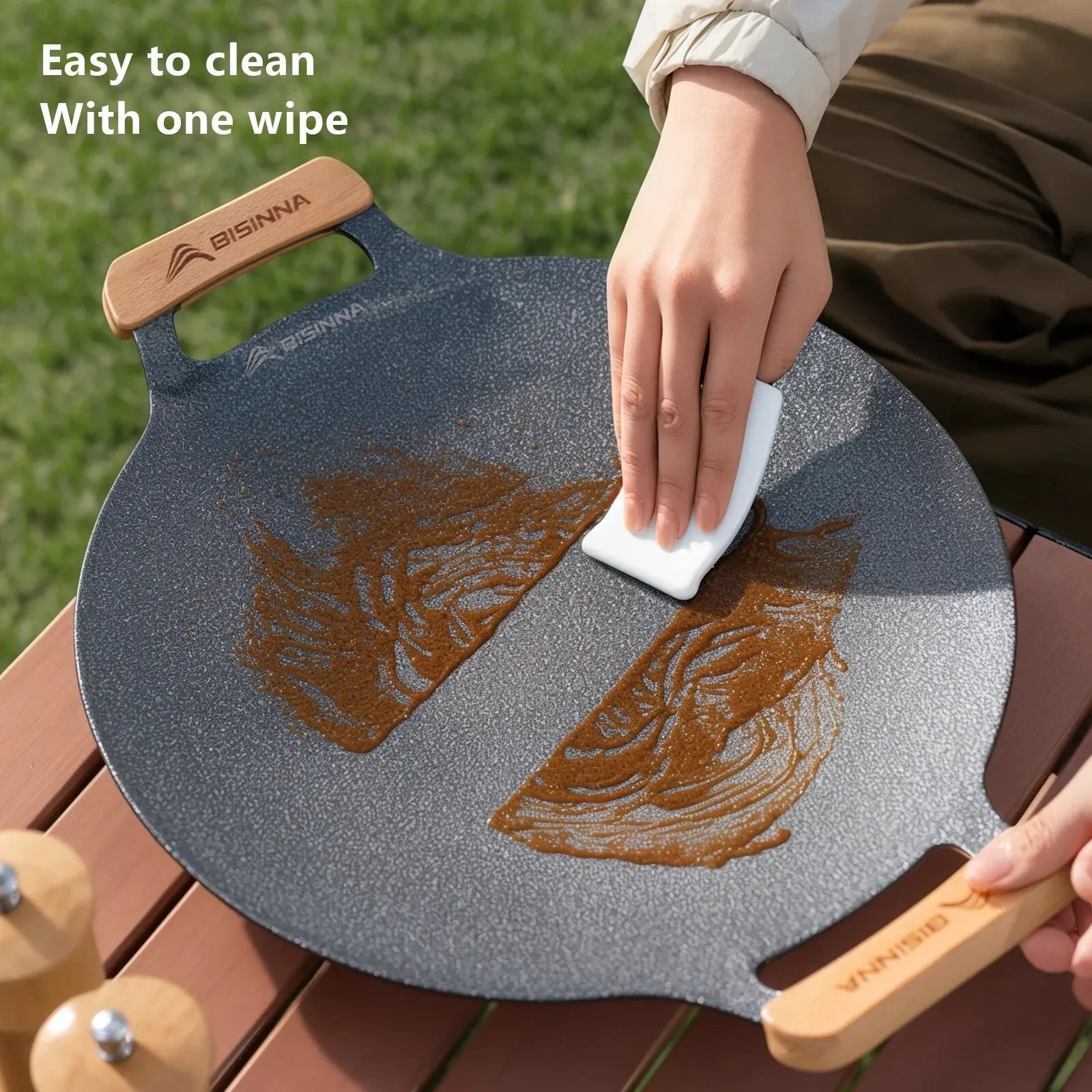 BISINNA 30CM Outdoor BBQ Grill Pan Non Stick Stovetop Baking Tray Korean Roastig Grill Plate Camping Equipment