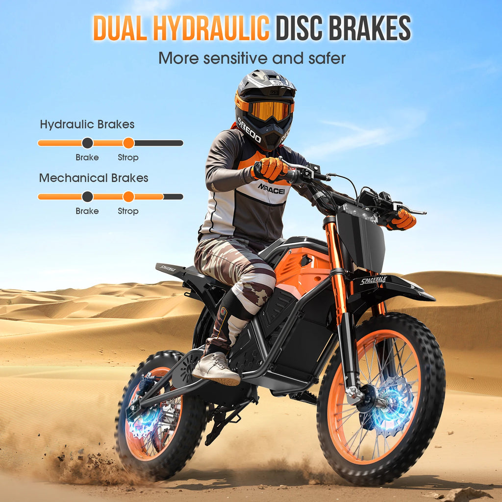 14"/12" Fat Tire Electric Dirt Bike for Teens Adults,48V Mountain Electric Off-Road Electric Motorcycle ,3000W Mid-Drive Motor