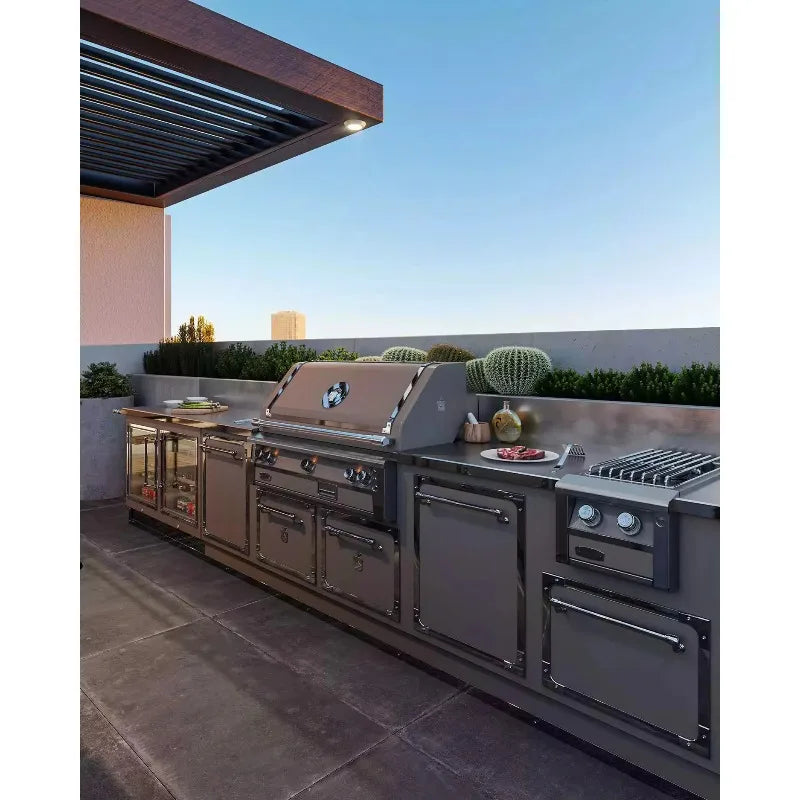 Custom Outdoor Backyard Kitchen 304 Stainless Steel Outdoor Island Kitchen with Sink and Gas Bbq Grill
