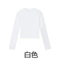 Cotton O Neck Long Sleeve Shirt Women Sexy Cropped Tops 2025 Autumn Black Casual Skinny Slim Basic Woman T Shirts White Clothing