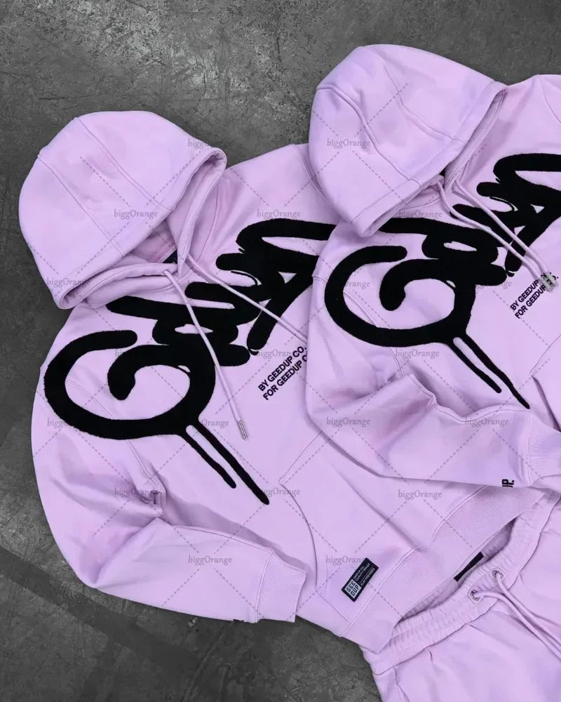 Y2K Style Hoodie with Pearl Details, Gothic Letter Print Zip-Up Hooded Sweatshirt