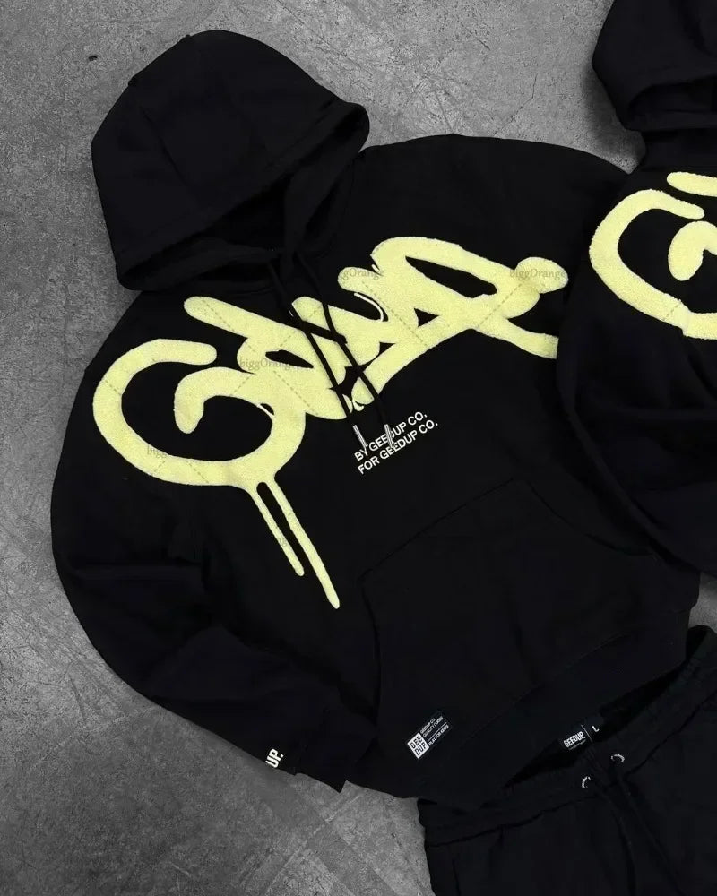 Y2K Style Hoodie with Pearl Details, Gothic Letter Print Zip-Up Hooded Sweatshirt