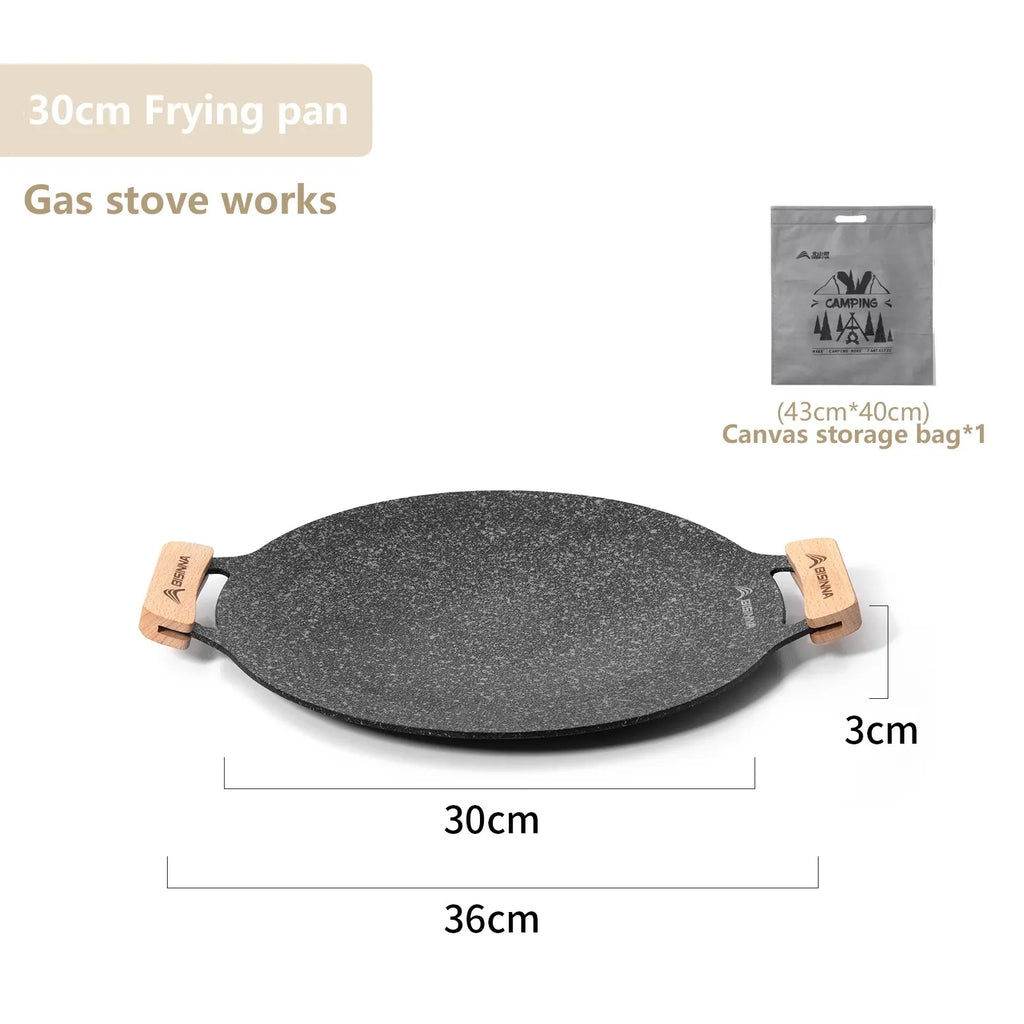 BISINNA 30CM Outdoor BBQ Grill Pan Non Stick Stovetop Baking Tray Korean Roastig Grill Plate Camping Equipment