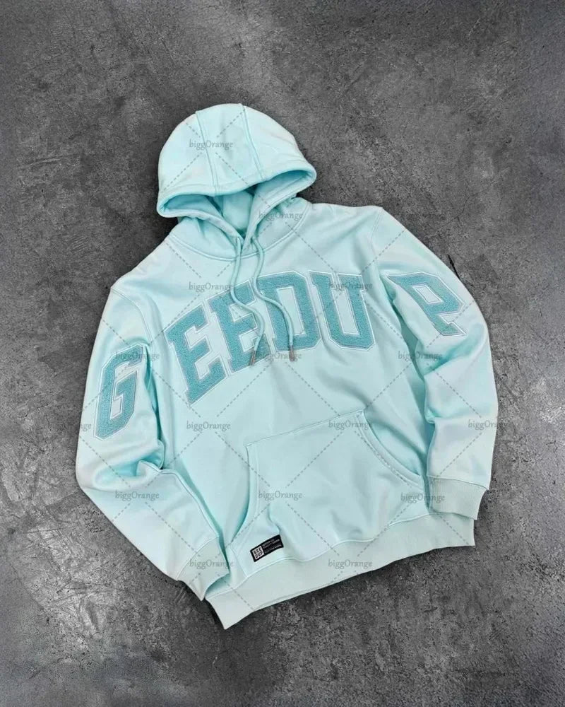 Y2K Style Hoodie with Pearl Details, Gothic Letter Print Zip-Up Hooded Sweatshirt