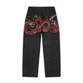 Y2K Baggy jeans Cherry Blossom Selvedge Embroidery Denim Pants men women denim fabric American Hiphop Streetwear Wide Leg Jeans