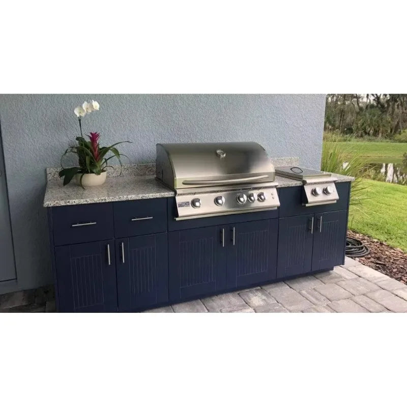 Custom Outdoor Backyard Kitchen 304 Stainless Steel Outdoor Island Kitchen with Sink and Gas Bbq Grill