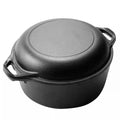 2 in 1 Cast Iron Dutch Oven with Skillet Lid Skillet Cookware Pan Set for Bread Frying Baking Camping BBQ