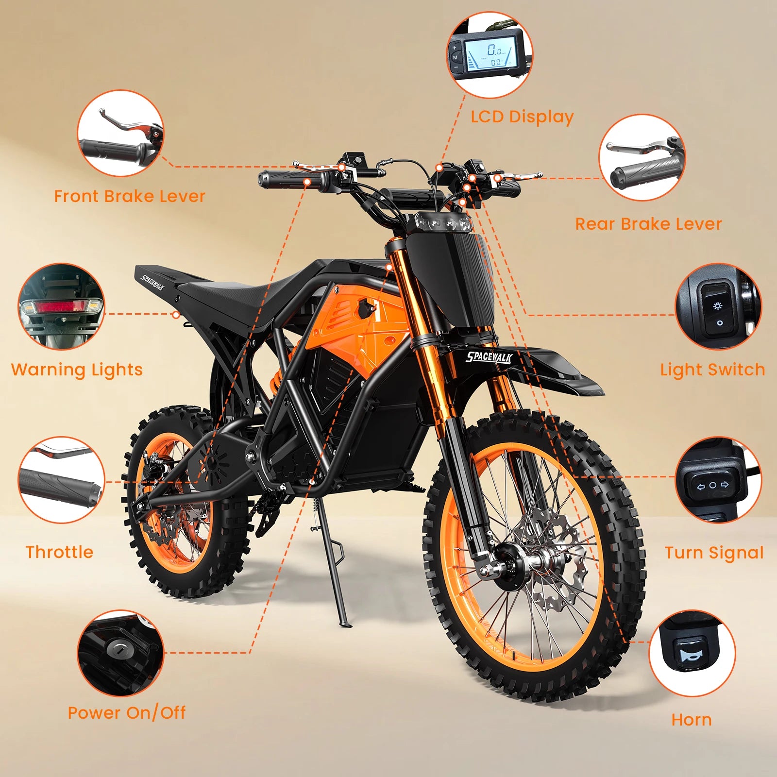 14"/12" Fat Tire Electric Dirt Bike for Teens Adults,48V Mountain Electric Off-Road Electric Motorcycle ,3000W Mid-Drive Motor