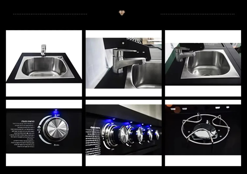 Custom Modern Luxury 304 Stainless Steel Outdoor Kitchen BBQ Grills Black With Roof For Camping Garden Pool Commercial