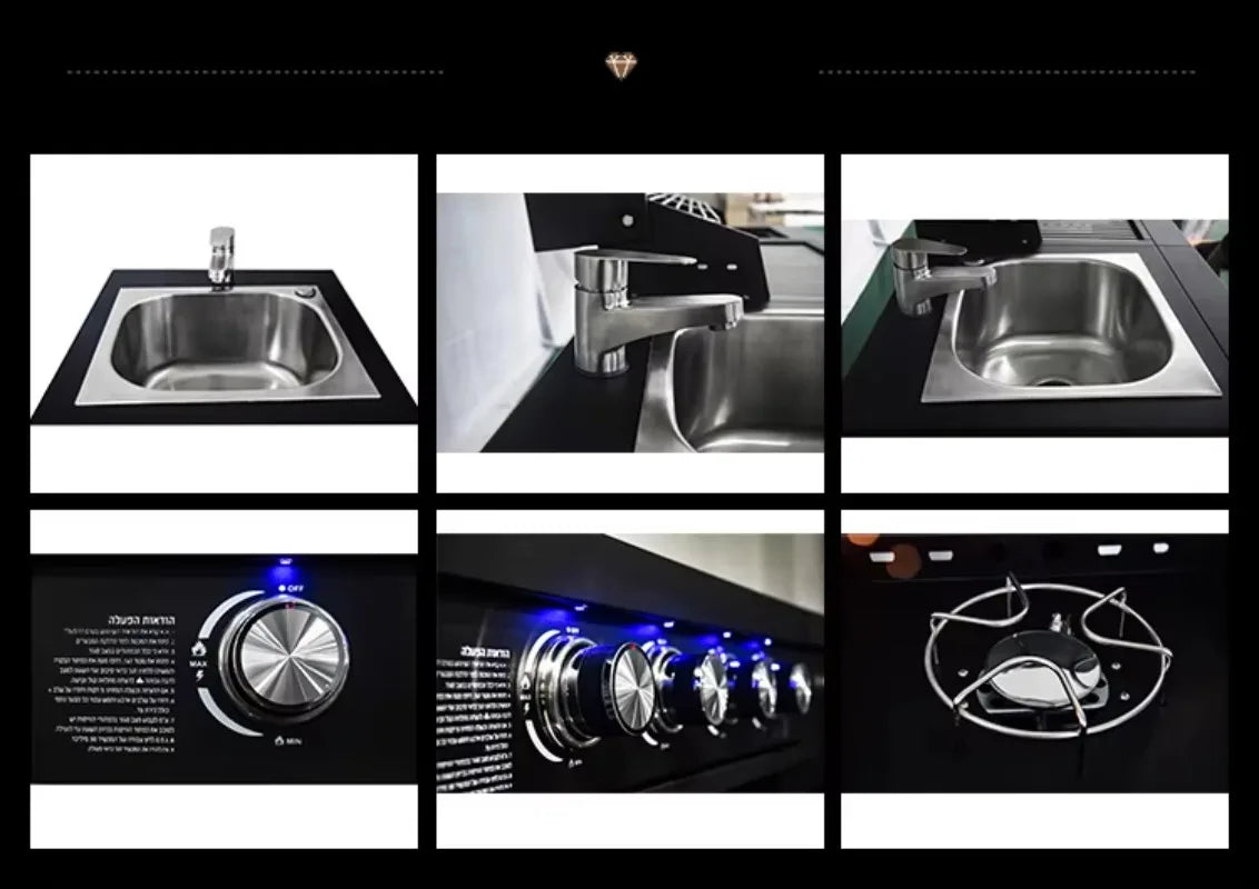 Custom Modern Luxury 304 Stainless Steel Outdoor Kitchen BBQ Grills Black With Roof For Camping Garden Pool Commercial