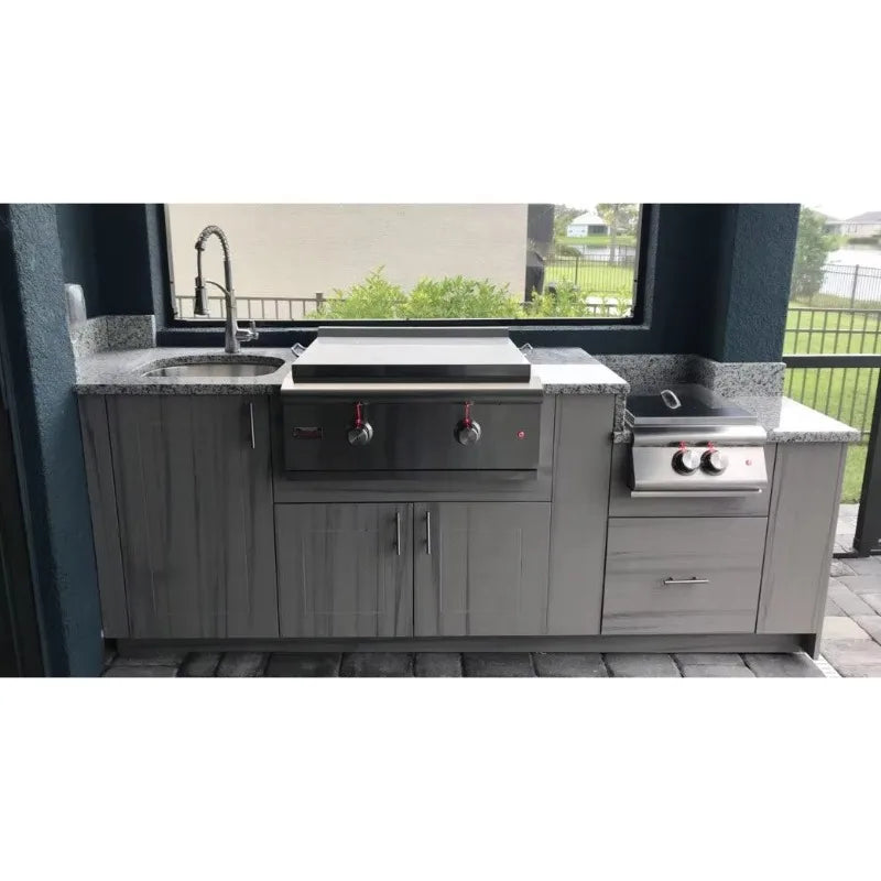 Custom Outdoor Backyard Kitchen 304 Stainless Steel Outdoor Island Kitchen with Sink and Gas Bbq Grill