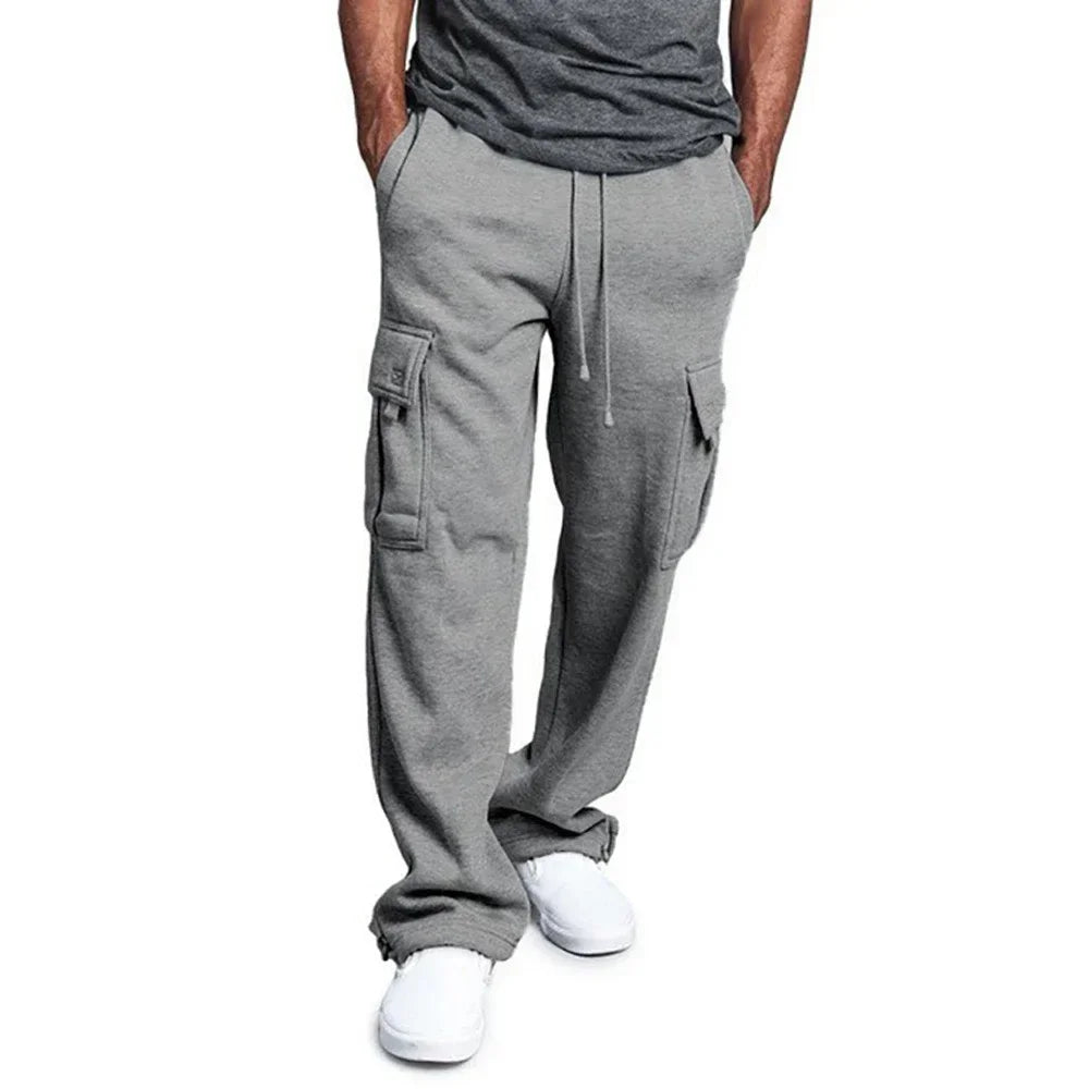 Men's Cargo Sweatpants Autumn Long Pants Loose Sport Fit Jogging Overalls Joggers Sweat Pocket Pants Cargo Trousers Streetwear