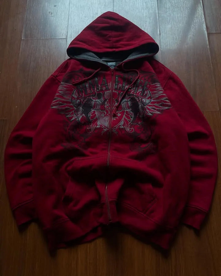 Y2K Gothic Ecko Skull Printing Hoodie Men Women Streetwear Punk Oversize Black Sweatshirt Dark Artistic Casual Pullover