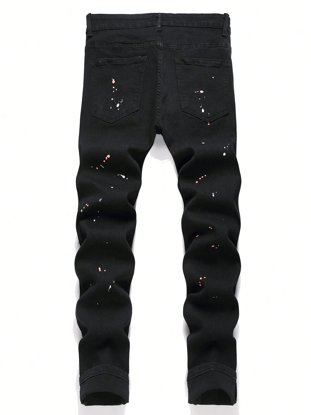 Men y2k Stretchy Skinny Denim Jeans For Men Casual pants Ripped Patchwork Hole Slim Fit Denim Hip Hop Black Straight Trousers