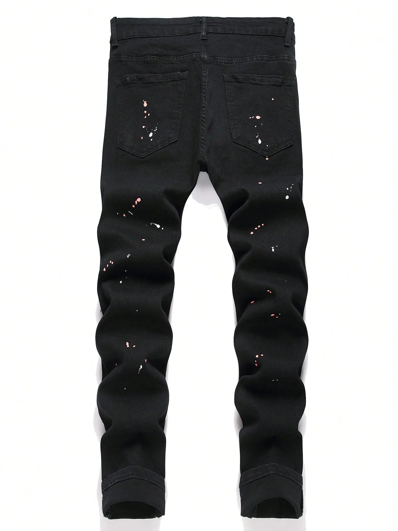 Men y2k Stretchy Skinny Denim Jeans For Men Casual pants Ripped Patchwork Hole Slim Fit Denim Hip Hop Black Straight Trousers